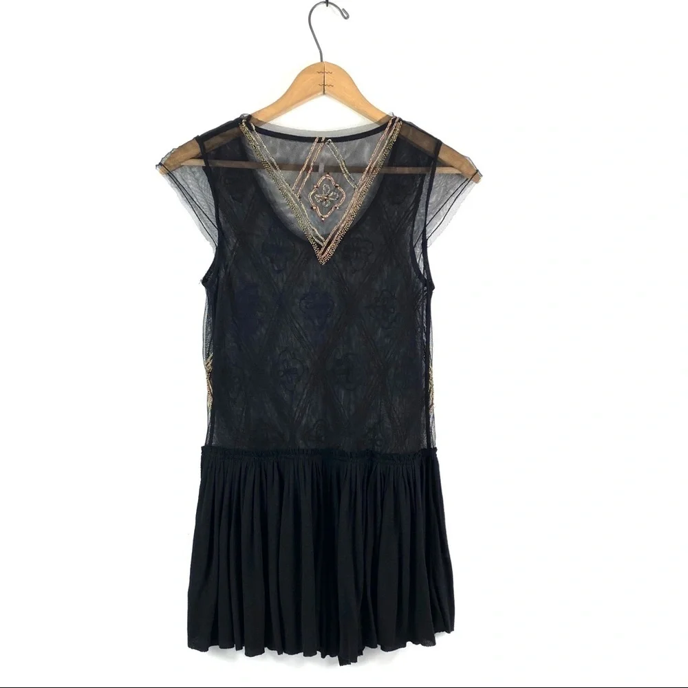 Free People | Holiday To India Mesh Beaded Top